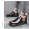 Leather Men's Chelsea Boots High Top Casual Shoes Comfort Dress Shoes Fashion Brown Chukka Ankle Boots Plus Size 38-48