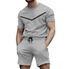 Nya mäns shorts spårar sommar korta uppsättningar brev tryck t-shirt tröjor kostymer man casual joggers fitness 2 bitar set m-3xl