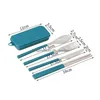 Dinnerware Sets Wheat St Portable Tableware Set Folding Tablewares Knife Fork Spoon Chopsticks Detachable With Storage Box D Dhgarden Dhsrk