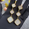 Véritable argent mode chanceux trèfle à quatre feuilles boucles d'oreilles lustre boucles d'oreilles van designer pour femmes marque lettre cleef agate nacre boucle d'oreille cadeau de Noël