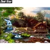 Zhui Star Full Square Drill 5D DIY Diamond Painting quotwaterfall housequot 3D Embroidery set Cross Stitch Mosaic Decor gift V7238125
