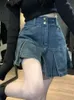 Юбки Fairycore y2k Эстетическая лоскутная плиссированная плиссированная юбка с высокой талией Слитная винтажная джинсовая джинсовая юбка Harajuku Streetwear Fashion Faldas 230419