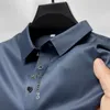 Polos Polos Ice Silk Haftowa koszula Polo Summer Lapel Elastyczność T-shirt koreańsko-mody Business Busines