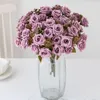 Fleurs décoratives 35CM 6 Têtes / Bouquet Artificielle Fleur De Soie Simulation Rose Décoration De Mariage Intérieur Extérieur Décor À La Maison Cadeaux De Vacances