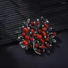 Broches morkopela arbres en pierre rouge broche épingle naturelle de bouquet vintage clip et broches pour femmes