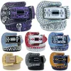 Bb Simon Belt Cinture Skull per donna Uomo Designer Shiny Diamond Bling Strass Cinture con fibbia ad ago retrò Nero Blu Bianco Multicolore