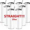 CA/US Stock 20 унций бутылки с прямой водой пустые сублимация Slim Cup Coffee Mugs с крышкой и пластиковым соломенным пивом Tumblers 50 %/Carton