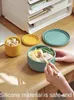 Dinnerware Sets Silicone Fresh-Keeping Box With Lid Bento Lunch Fruit Salad Bowl Modern Simple Sealed Round Storage NJ72011