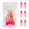 False Nails 20PCS/Bag Long Coffin French Frosted Full Cover Ballet Artificial Fingernails Detachable Press On Fake Nail Tips