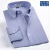 メンズドレスシャツ快適な通気性カラーボタンデザインメンズストライプオックスフォードスピンカジュアルロングスリーブスリーブシャツ