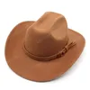 Inverno Autumn Men Woman Women Cowboy Chapéu para cavalheiro Lady Cowgirl Chaz de jazz largo Brim felt Fedora Hats Sombrero Hombre