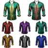 Casual shirts voor heren luxe zijden mannen roodblauw groen paars goud zwart gewone slanke fit geborduurde gedrukte paisley lange mouw blouse