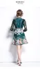 Casual Dresses SummerSpring Fashion Runway Flower Jacquard Dress Women's Beading Stand Long Sleeve Ruffles Lace Stitching Vintage Party Vestidos 2024