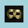 Maschere per feste Antico Romano Greco Combattente Maschera da uomo Veneziano Mardi Gras Masquerade Costume di Halloween Mezza faccia Uomo Oro Sier Drop Deli Dh6As