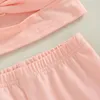 Kleidungssets 2023 0-6Y Kinder Mädchen Sommer süße hohle Schleife quadratischer Kragen Blumenriemen Crop Top Weste Flare Pants süße rosa Outfits Set