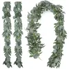 الزهور الزخرفية 2 عبوات أوكالبتوس الاصطناعية مع الصفصاف 6.5 قدم مزورة مزورة غنيمة الخضراء لديكور حفل الزفاف