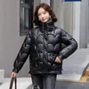 Trench da donna Piumino caldo manica lunga colletto alla coreana casual da donna giacca invernale brillante tasche con cerniera capispalla per la moda femminile