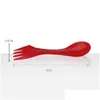 Spoons portatili per la forcella di plastica da viaggio set cameriere da camme 3 in 1 forchette per coltelli scovare utensile da cucina per la casa 6pcs/set drop dhgarden dhrww