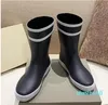 2023-designer rain boots Martin boot Square toe solid color wild zipper heightened platform PVC mid-tube Increased thick sole tall waterproo