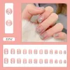Falska naglar 24 st/låda utsökt manikyr med diamantmönster falsk lim rosa bärbara bärverktyg