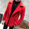 Men's Wool Men's Double Breasted Jacket 2023 High Quality Pure Color Fashion Slim Short Coat Winter Casual Warm Large Size 5XL