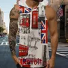 Men's Tank Tops Hooded Tank Top Mens Sleeveless Shirts Independence Day Fashion 3d Digital Printed Hoodie Vest Casual Workout Fitness Clothes 230419