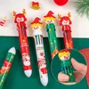 4 Uds regalos decoración del hogar calcetín de Navidad árbol bolígrafo de diez colores papelería de hombre de pan de jengibre