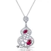 Chains Vinregem White Gold Ruby Sapphire Faceted Gemstone Necklaces For Women Engagement Gift 925 Sterling Silver Jewelry Drop