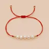 Strand Go2boho Bracelet de perles d'eau douce Bijoux pour femmes Corde rouge Amitié Perle plaquée or 18 carats Bijoux porte-bonheur Cadeau pour sa petite amie