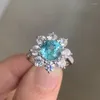 Anelli a grappolo Ruif in argento sterling 925 3.6 Lab Grown Paraiba semplice per le donne Accessori da sposa classici di lusso