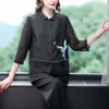 Women's Blouses Women's Chinese Style Tops 2023 Summer Ethnic Retro Embroidered Silk Shirt Tang Clothes For Middle Elderly Mothers Blusa