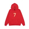 High version Hoodies Men' FOG Season 7 Number 7 Flocked Men's and Women's Hooded Padded Red Sweatshirt Hoodie