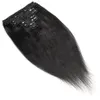 Brazilian Yaki Straight Clip в наращиваниях для человеческих волос 8 шт./Набор 120 г 8-24 дюйма натуральных цветных клипов в