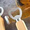 SZHOME Wine Opener Bartender Bottle Opener Rubber Wood Handheld Wine Beer Soda Glass Cap Bottle Opener for Home Kitchen Bar