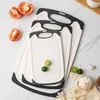 Juego de 3 tablas de cortar de plástico, tablas de cortar de plástico para cocina, tabla de cortar de plástico antideslizante apta para lavavajillas, herramientas de cocina