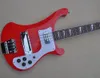 E-Bass mit 4 Saiten, glänzend rot, mit Korpusbindung aus Palisandergriffbrett. Angebot Logo/Farbe anpassen