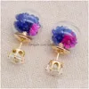 Encanto Bola de cristal Joyería rota Diamantes Pendientes de flores secas Natural Secado Romántico Elegante Dulce Belleza Ual Chica Entrega de gota Dh9Ms