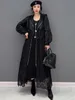 女性用ジャケットShengpalae Woman Hollow Out Printing Hooded Trench Coat Roose Zipper Cardigan Blackアウターウェア服2023 Spring 5R1164 230418