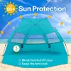 Strandt Super Bluecoast Beach Umbrella Outdoor Sun Shelter Cabana Automatische pop -up UPF 50+ Sun Shade draagbare kampeerwandeling Wandeling Luifel Easy Setup