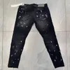 Roxo Designer Mens Jeans Homens Joelho Skinny Tamanho 28-40 Motocicleta Na Moda Longo Buraco Reto High Street Denim Atacado 2 Peças