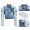 Women's Jackets Short Denim Jacket Women Ripped Jeans Coat Female Sexy Cute Crop Top Slim Vintage Boyfriend Windbreaker Clothes Patchwork