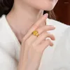 Cluster Rings Baifuming S925 Sterling Silver Gold-plated Natural Amber Ring Fashion All-match Love Egg Noodles Ladies