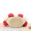 Evening Bags British Style Super Cute Hand-woven Woven Beach Bag Hit Color Large Wool Ball Straw Small Fresh Casual Handbag