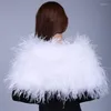 Scarves Fuffly Bride Wedding Party Boleros Real Ostrich Fur Feather Turkey Bridal Shawl Marriage Shrug Luxurious Coat C193