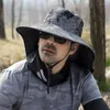 Wide Brim Hats Summer Men Shawl Bucket Hat Large Face Neck Protection Sun Cap Outdoor Breathable Quick Drying Fishing Jungle Hunting