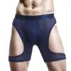 Unterhose Männer Aushöhlen Boxershorts Männliche Sport Shorts Sexy Unterwäsche Anti-Abrasive Beinausschnitt Verlängerungshose Atmungsaktiv