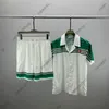 mens tracksuits designer t shirt men green stripe print short sleeve cotton suits luxury casual breeches color man shorts with mesh and t shirt set