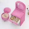 Sacchetti per gioielli Scatolina per bambole Organizzatore di stoccaggio per mobili da viaggio con orecchini a forma di collana a forma di comò a specchio Ragazze da donna