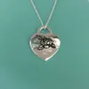 Tiffanylris ecklace T S Sterling Sier Love Brand Necklace Glossy Large Simple Temperament Rose Lighing Pattern Pendant