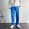 Mäns jeans koreanska bredben mode casual blå grön orange grå vit män streetwear rak ben denim byxor mens